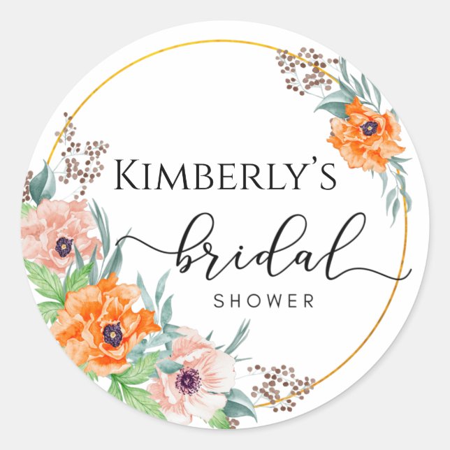 Thank You Gift Bridal Shower  Classic Round Sticker (Front)