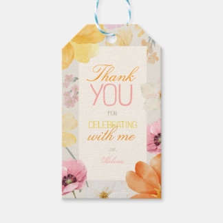 Thank You Gift Floral Pastel Peach Pink Yellow Tags
