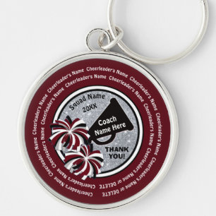 Thank You Gift for Cheer Coach, Maroon, Silver Key Ring