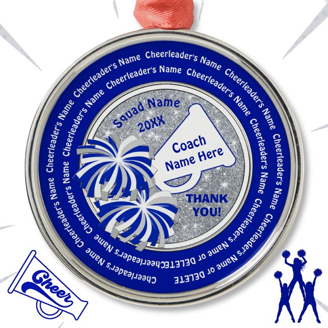 Thank You Gift for Cheer Coach, Personalised Metal Ornament (Christmas Gift for Cheer Coach. Cheer Coach Ornaments. Cheap cheer coach gifts. Cheerleading Coach.)