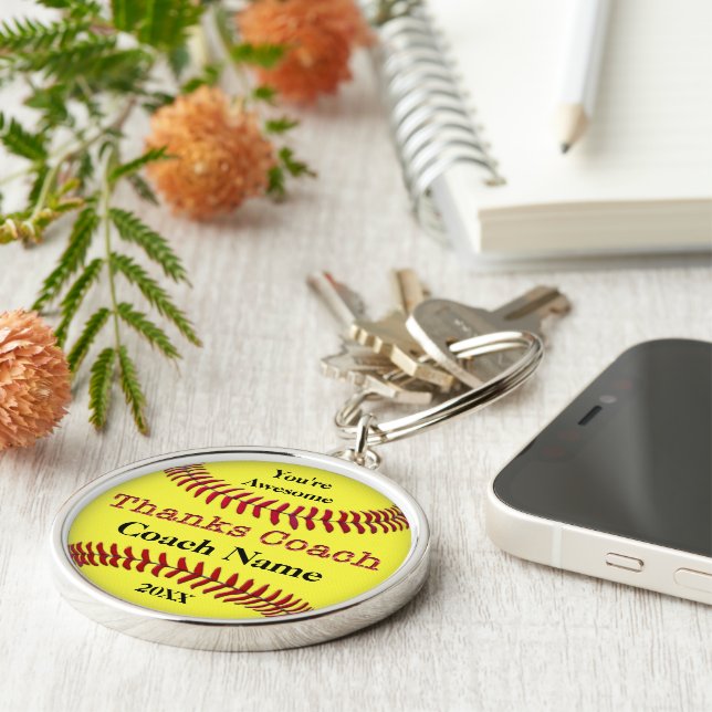 Thank You Gift Ideas for Softball Coaches Softball Key Ring (Side)