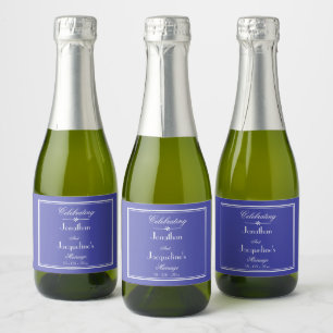 Thank You Gift Script Beautiful Blue Mini Wedding Sparkling Wine Label