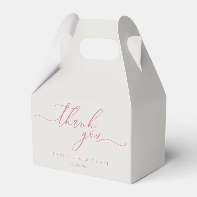 Thank you Gift simple pink Favour Box (Front Side)