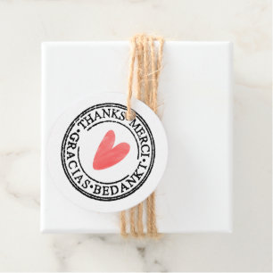Thank You Gift Tag - Cute Red Heart Round