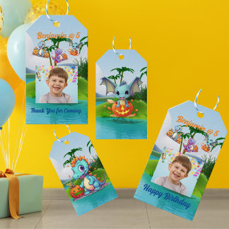 Thank You Gift Tag Kids Birthday Party Baby Dino