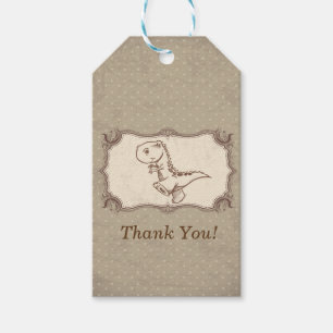Thank you gift tag - vintage Dinosaur
