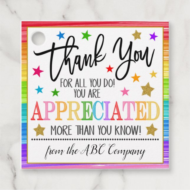 Thank You Gift Tags (Front)