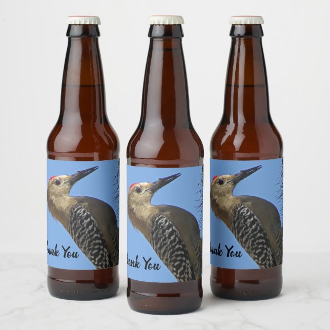 Thank You Gila Woodpecker Photo Bird Appreciation Beer Bottle Label (Bottles)