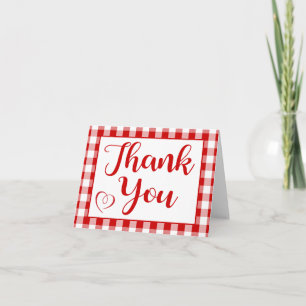 Thank You Gingham Red White Checks Rustic Country Card