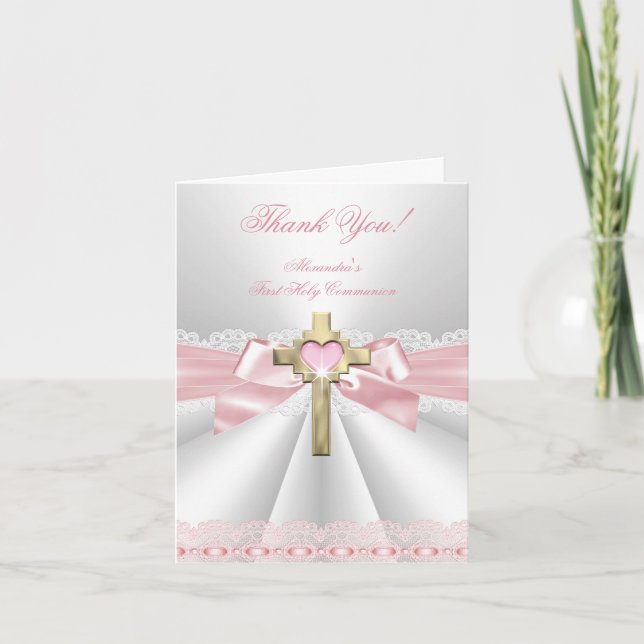 Thank You girl First Communion Card (Front)