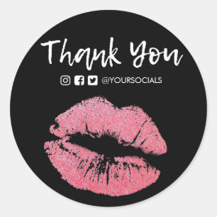 Thank You Glitter Kiss Media Insert Classic Round Sticker