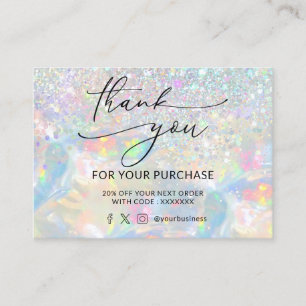 thank you glitter opal business card