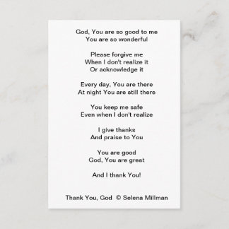 "Thank You, God" Poem Enclosure Card