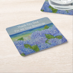 Thank You God Seashore Square Paper Coaster
