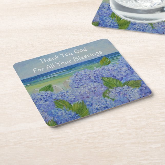 Thank You God Seashore Square Paper Coaster (Angled)