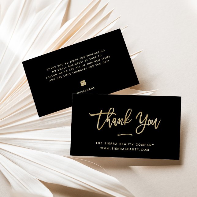 Thank You | Gold and Black Small Business Business Card (Creator Uploaded)