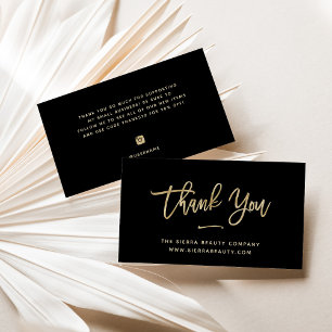 Thank You Gold and Black Small Business Card