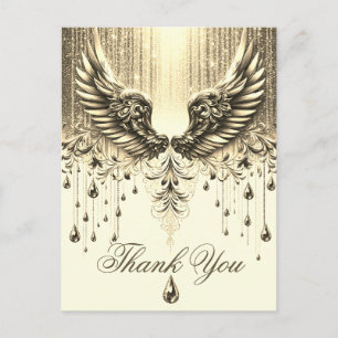 Thank You   Gold Angel Tears Postcard