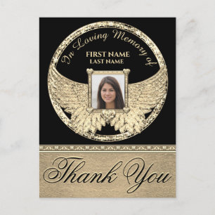 Thank You Gold Angel Wings Postcard