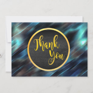 Thank You Gold Blue Glitter Wedding Glow Card