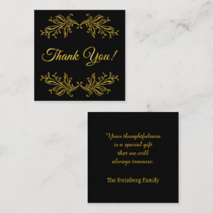 Thank You Gold Effect on Black Thank You Card