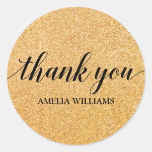 Thank You Gold Faux Glitter Classic Round Sticker