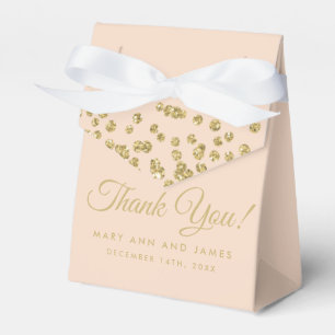 Thank You Gold Faux Glitter Confetti Blush Rose Favour Box