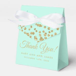 Thank You Gold Faux Glitter Confetti Mint Green Favour Box