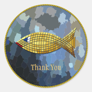 "Thank You" Gold Fish Classic Design Classic Round Sticker