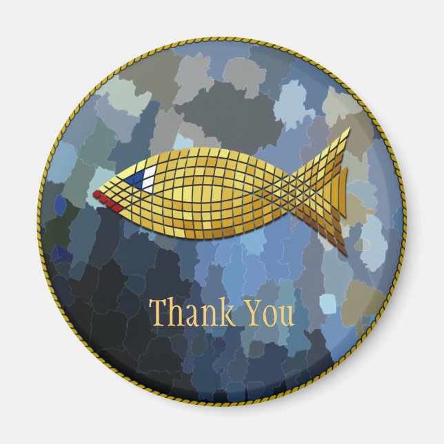 "Thank You" Gold Fish Tile Design Magnet (Front)
