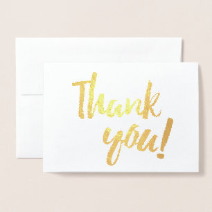 Thank You Gold Foil White Brush Brushstroke Script Foil Card