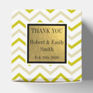 Thank You Gold Glitter Zigzag Chevron Pattern Favour Box