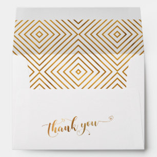 Thank You Gold Hearts Calligraphy Personalised Envelope
