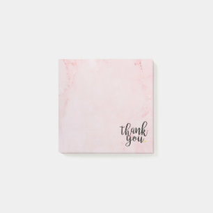 Thank You Gold Love Heart Pink Marble Post-it Notes