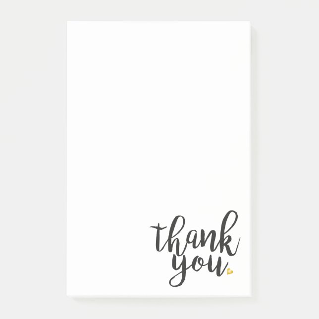 Thank You Gold Love Heart Post-it Notes (Front)
