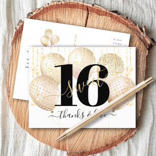 Thank You Gold Luxury Sweet 16 Birthday Balloons Postcard