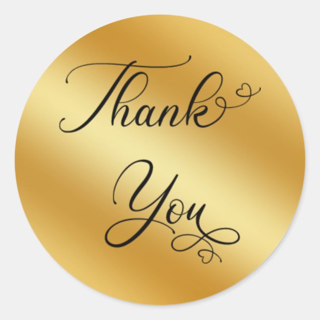thank you,gold metal background classic round sticker (Front)