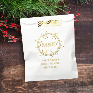 Thank You Gold Mistletoe Wreath Favour Bag
