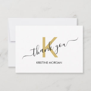 Thank you gold monogram script card