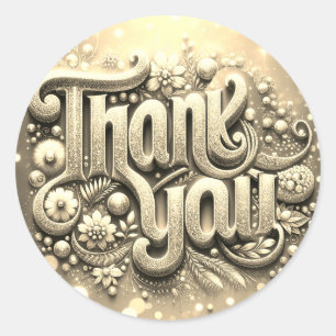 Thank You Gold Ornamental Classic Round Sticker