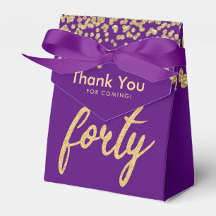 Thank You Gold Purple "Forty" Birthday Party Favour Box
