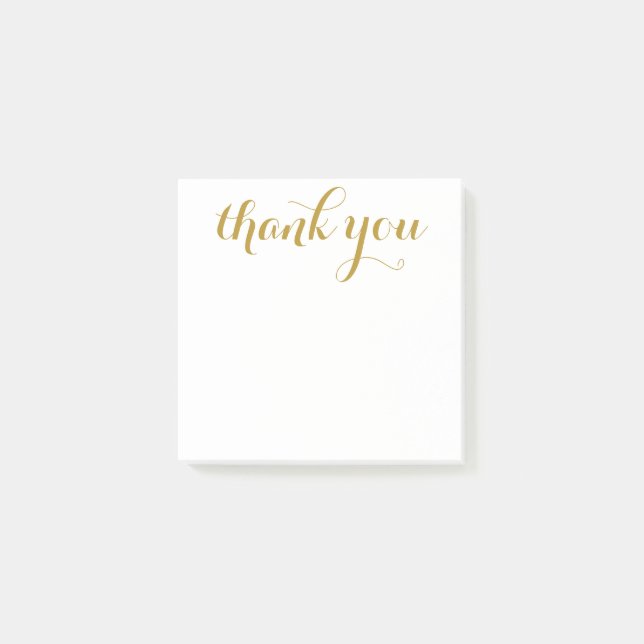 Thank You Gold Script 3 x 3 Post-it Notes (Front)