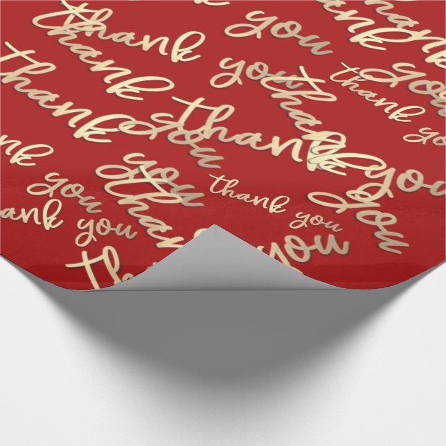 Thank You Gold Script Burgundy Wedding Favour  Wrapping Paper (Corner)