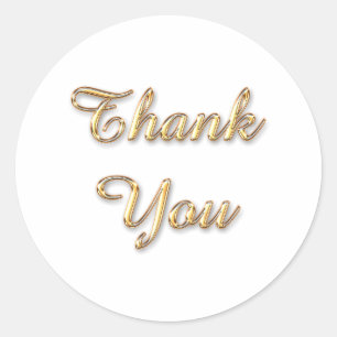 Thank You gold script Classic Round Sticker