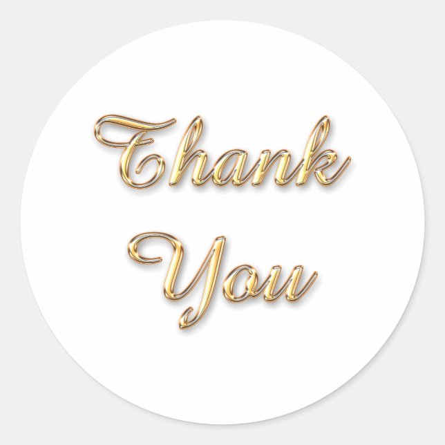Thank You gold script Classic Round Sticker (Front)