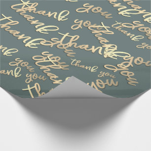 Thank You Gold Script Grey Grey Wedding Favour  Wrapping Paper