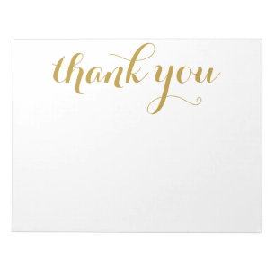 Thank You Gold Script Print 11 x 8.5 Notepad
