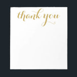 Thank You Gold Script Print 5.5 x 6 Notepad<br><div class="desc">This 5.5 x 6 notepad with 40 pages that says "Thank You" in beautiful script font in gold is perfect for anyone! With it's lovely print it would look wonderful on any desk! #notepads#thankyou</div>