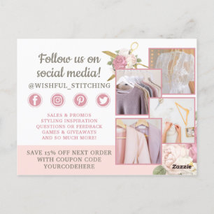 Thank You Gold Sewing Scissors Shabby Chic 4-Photo Postcard