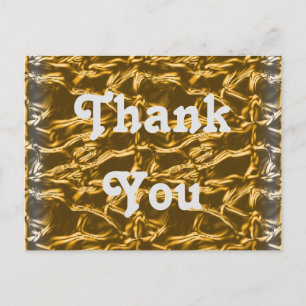 Thank You Gold Silver Metallic Gratitude Postcard